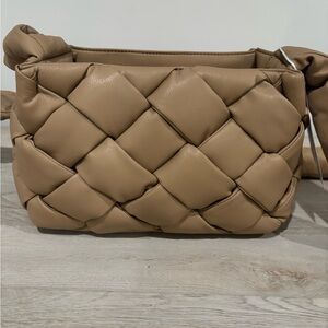 NWT Vegan Tan Woven Leather Crossbody Bag